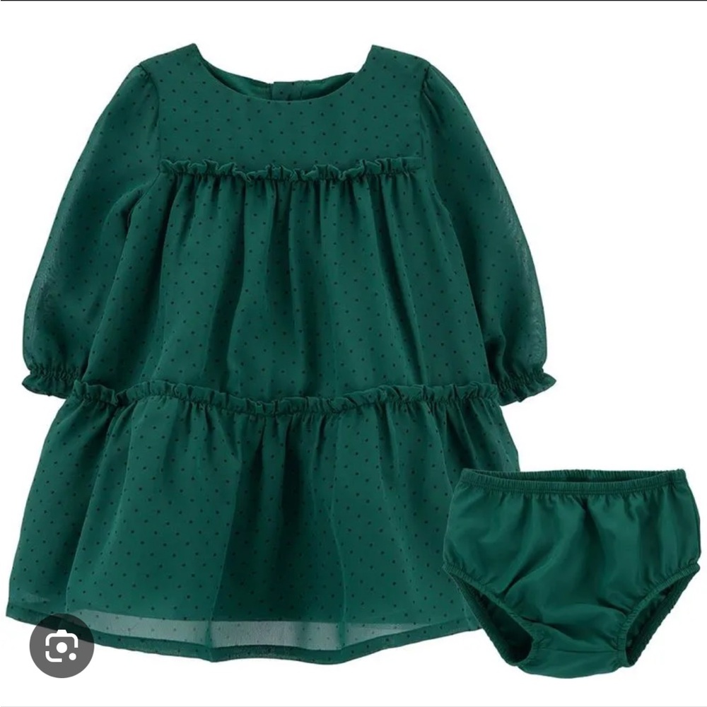 Carter's Green & Black Polka Dot Holiday Dress, 18M